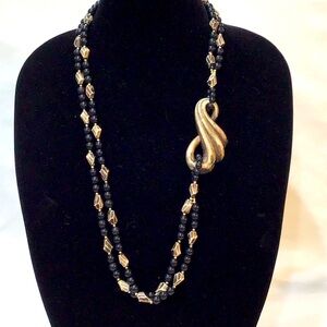 Bead necklace with “ivory” spacers & embellishment